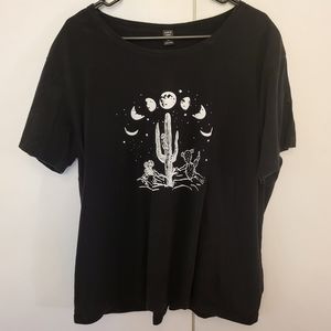 Black Cactus and Moon Graphic Tee